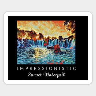 Sunset Waterfall Impressionism Magnet